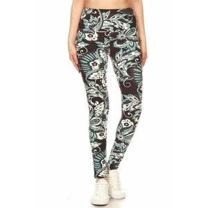 Reg One Size Buttery Soft Indigo Paisley‎ High Waisted Leggings
